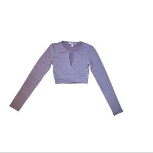 Forever 21 size small crop top with peek-a-boo opening crosses in front,lavender